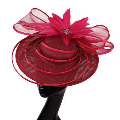 Chapéus Fascinators Femininos Multimodais com Laço de Flor Imitação Chapéu Noiva Derby Pillbox Casamento Acessórios de Cabelo
