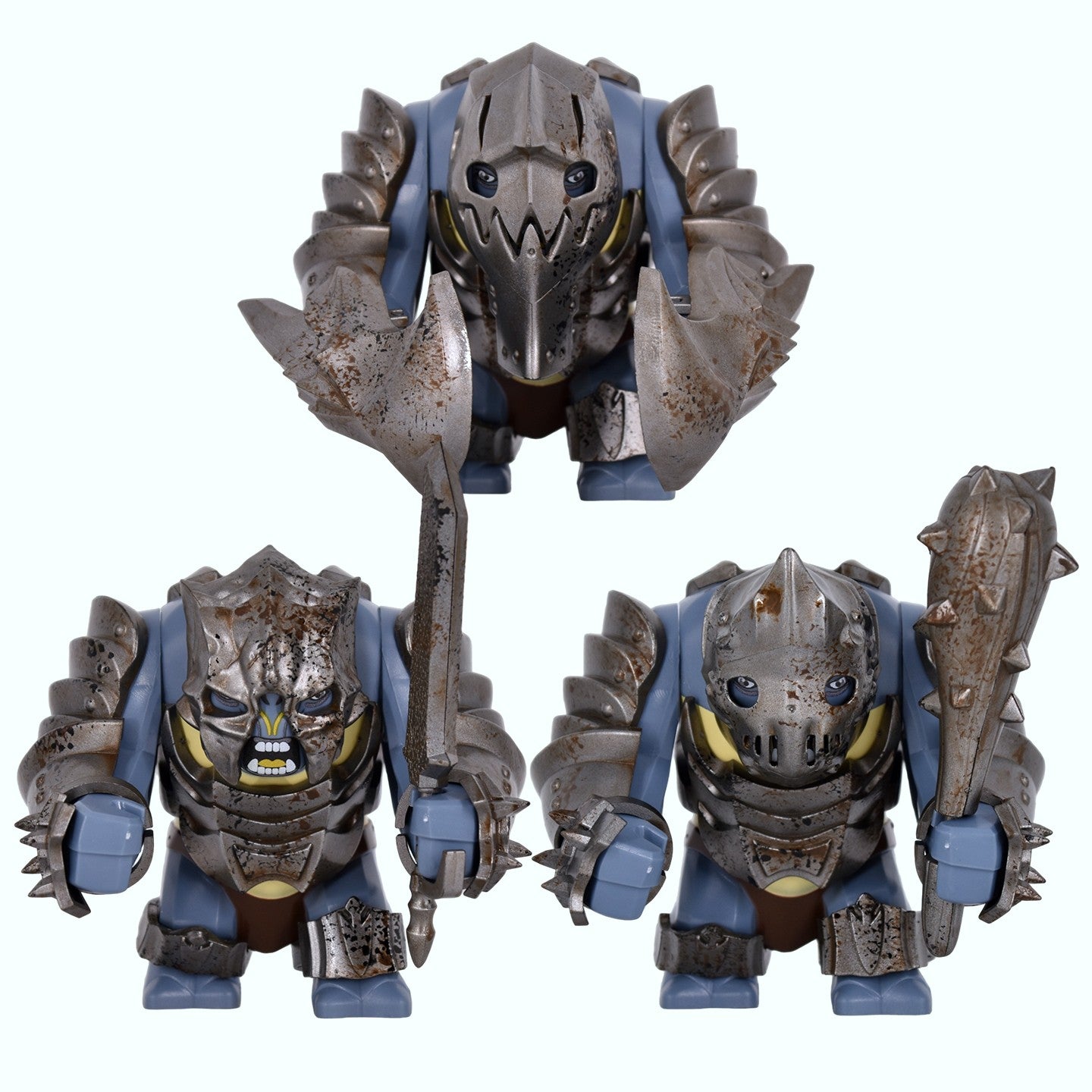 Medieval Cave Troll Building Blocks Weathered Rust Armor Rich Accessories Large Posable Brick Figure Fantasy Collectible Toy