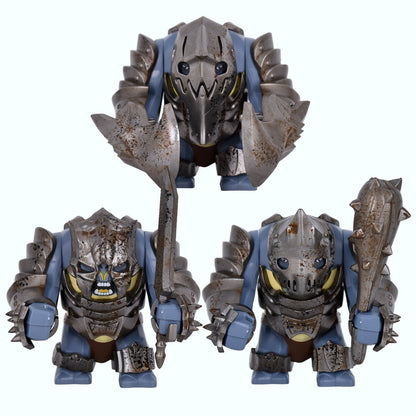 Medieval Cave Troll Building Blocks Weathered Rust Armor Rich Accessories Large Posable Brick Figure Fantasy Collectible Toy