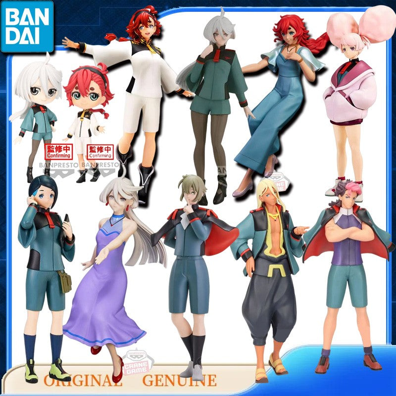 Bandai Original Genuíno BANPRESTO SULETTA CHUATURY NIKA MIORINE ELAN GUEL Qposket Bonecos de Ação de Anime Brinquedos de Presente Enfeites de Modelo