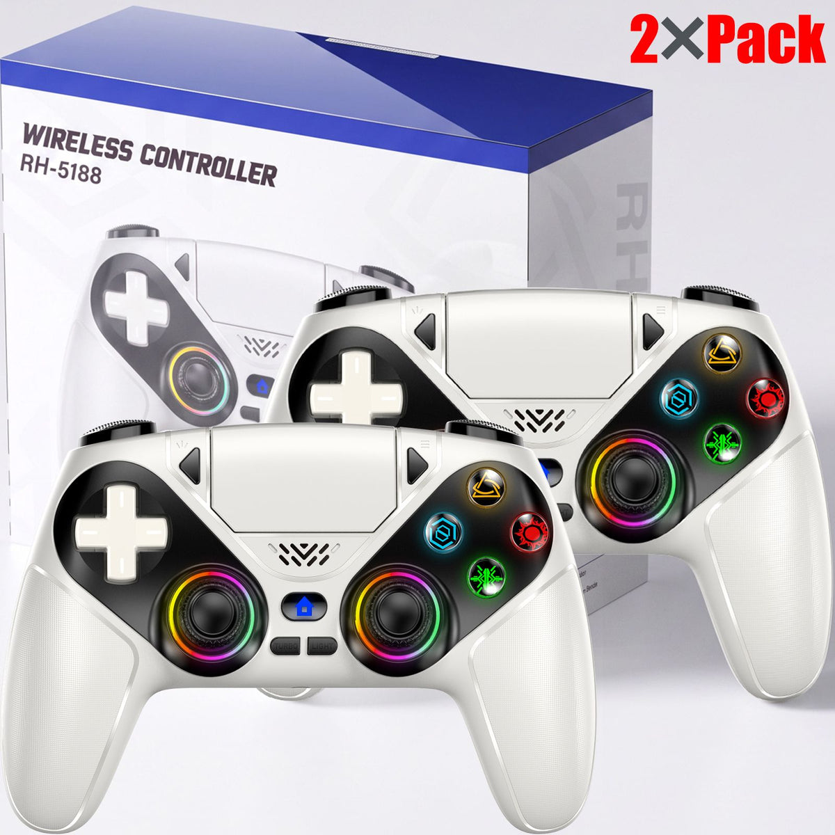 Gamepad For Playstation 5 PS5 Pro/Slim/PC,RGB Wireless Controller  6-Axis Gyro Dual Shock Turbo&Marco Programable Game Controle