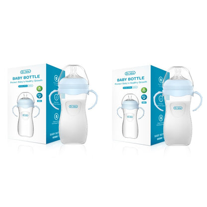 MAMIJOY 2PCS 150/240/330ML Baby Bottle With Handle Anti-bloating?Anti-drop Clear Scale Newborn Bottle Feeding Bottles PP15/24/33