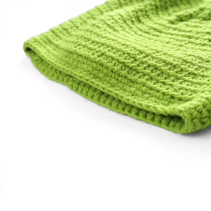 Unisex Balaclava Monster Shrek Hat Wool Winter Warm Knitted Hats  Green Funny Beanie Skullies Cap for Women Men Pure Handmade