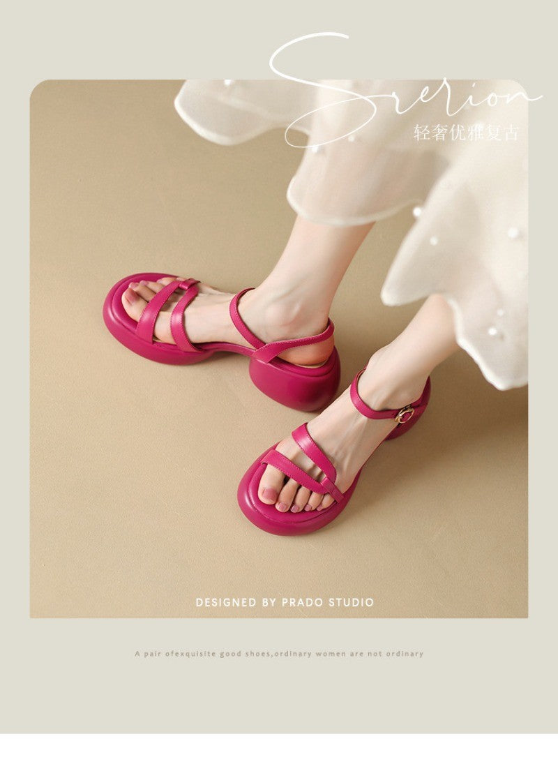 Designer New Women's Sandals 2025 New Fashion High Heels Summer Outdoor Beach Shoes Mary Jane Women Open Toed Thick Heel Sandals