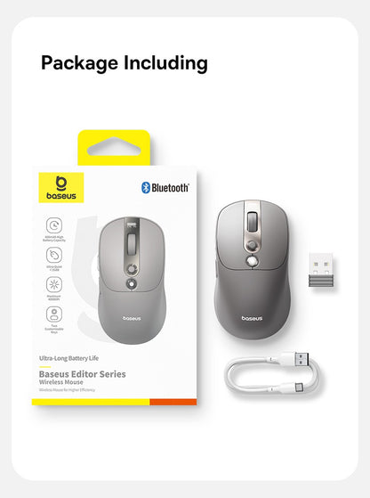 Mouse Sem Fio Baseus Editor Pro Bluetooth 5.1 Modo Duplo Bateria de Longa Duração Recarregável Ergonômico de Escritório com Display