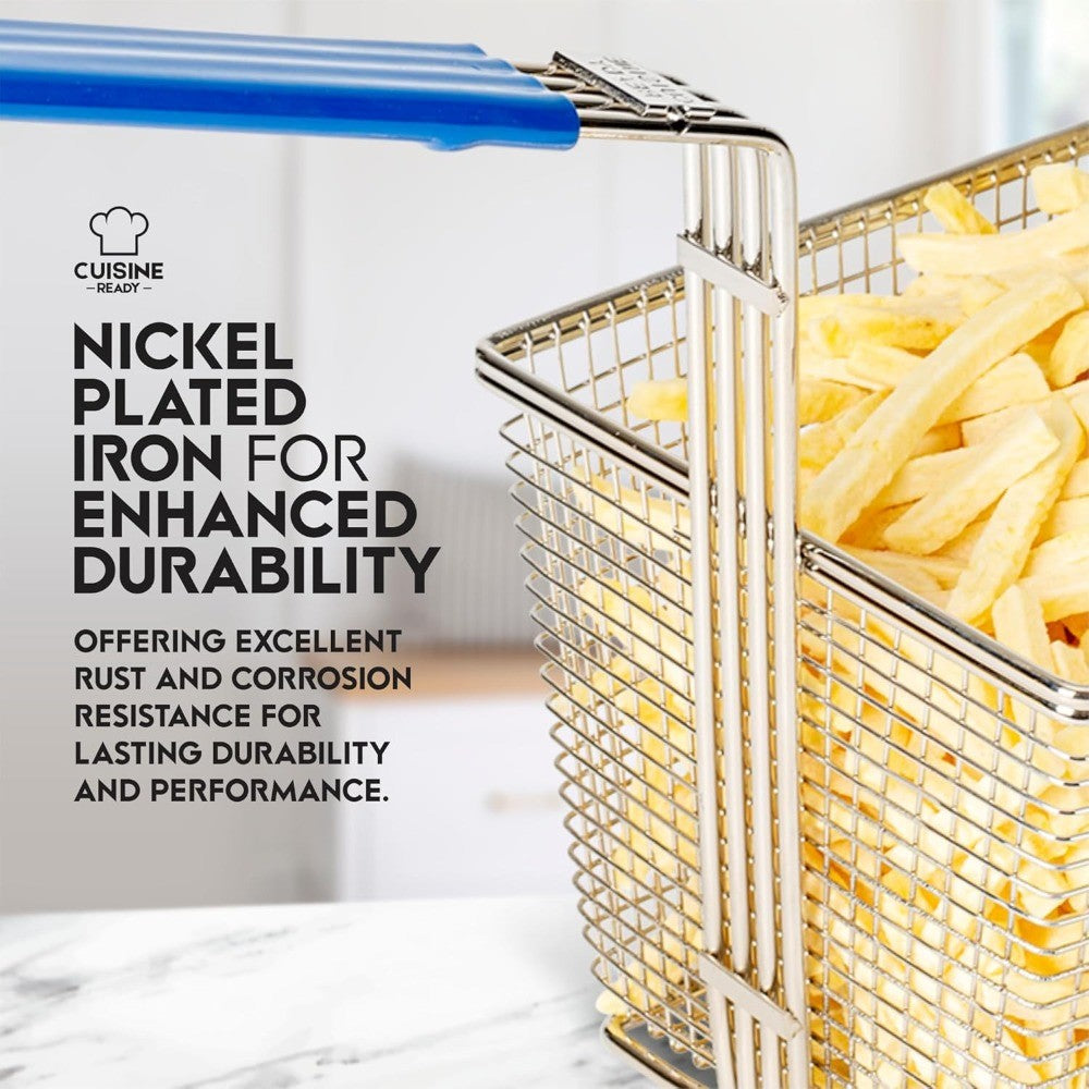 Commercial Quality Heavy Duty 4-Piece Deep Fryer Basket Set with Handle, 13.25 x 6.5 x 5.9 for Restaurant Use