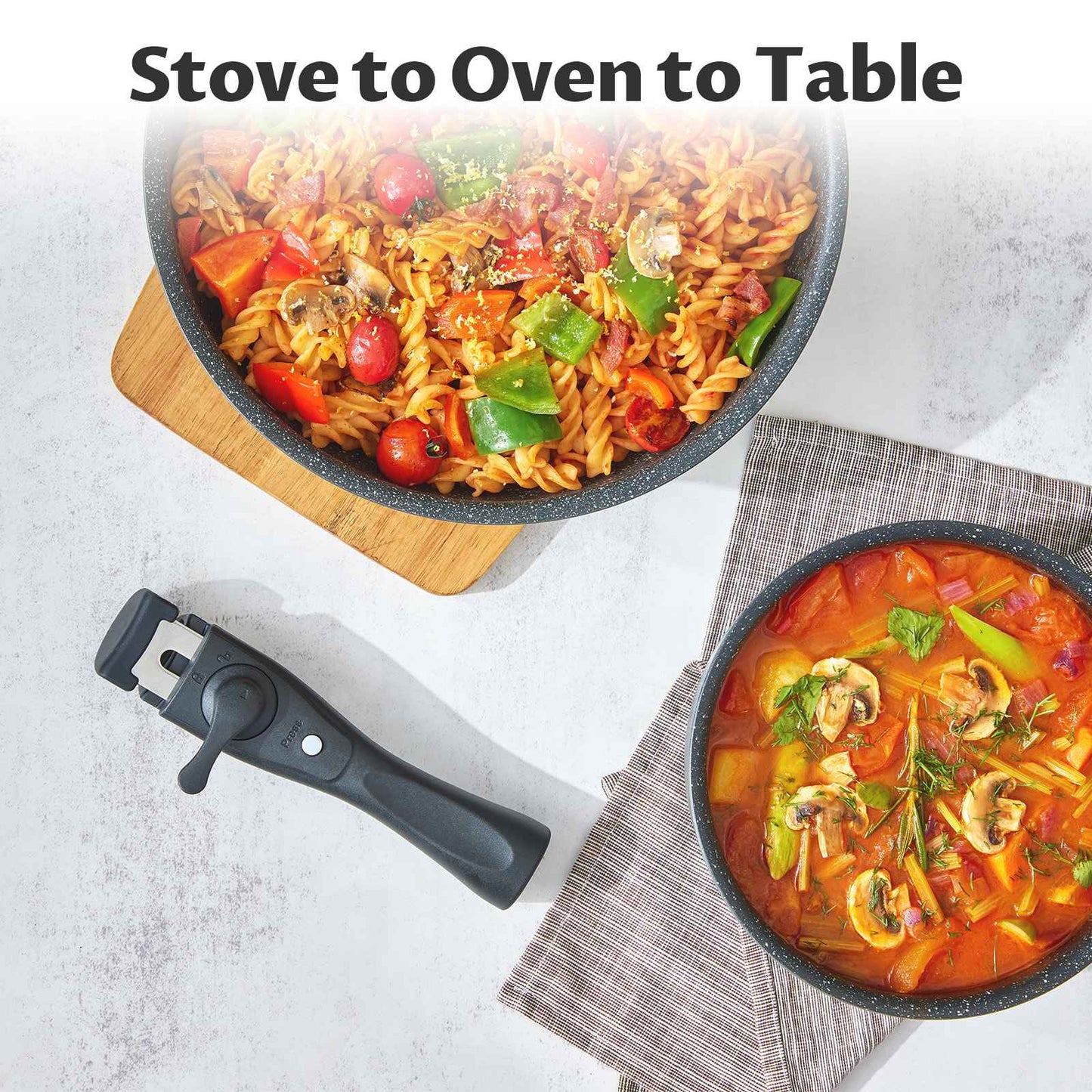 Induction Cookware Set 13 Pieces, Nonstick Pots and Pans Set with Removable Handles, for All Hobs, Stackable Design for RV