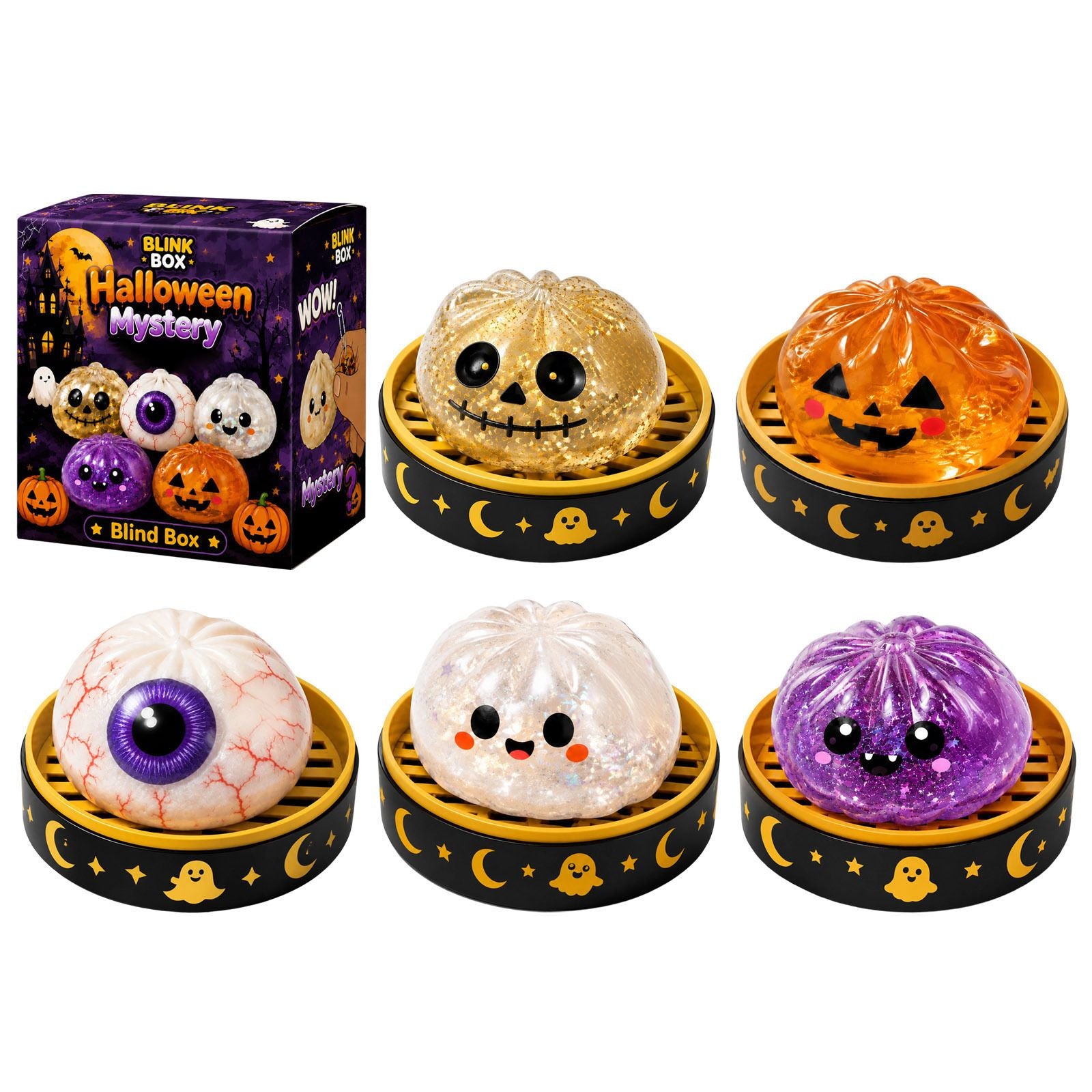 5.5cm Halloween ghost pinch music creative new squeeze decompression toy pinch decompression gift box set