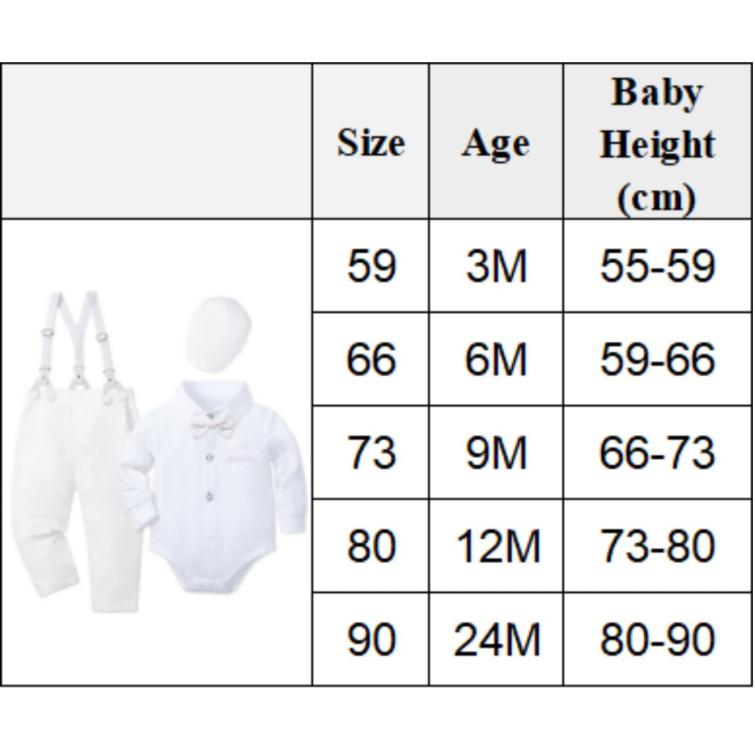 Roupa de Batismo para Bebês Meninos, Terno com Suspensório, Conjunto Formal de Cavalheiro para Casamento de Meninos da Flor, Roupa de Recém-nascido