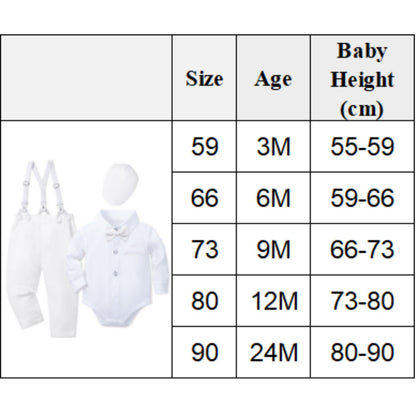 Roupa de Batismo para Bebês Meninos, Terno com Suspensório, Conjunto Formal de Cavalheiro para Casamento de Meninos da Flor, Roupa de Recém-nascido