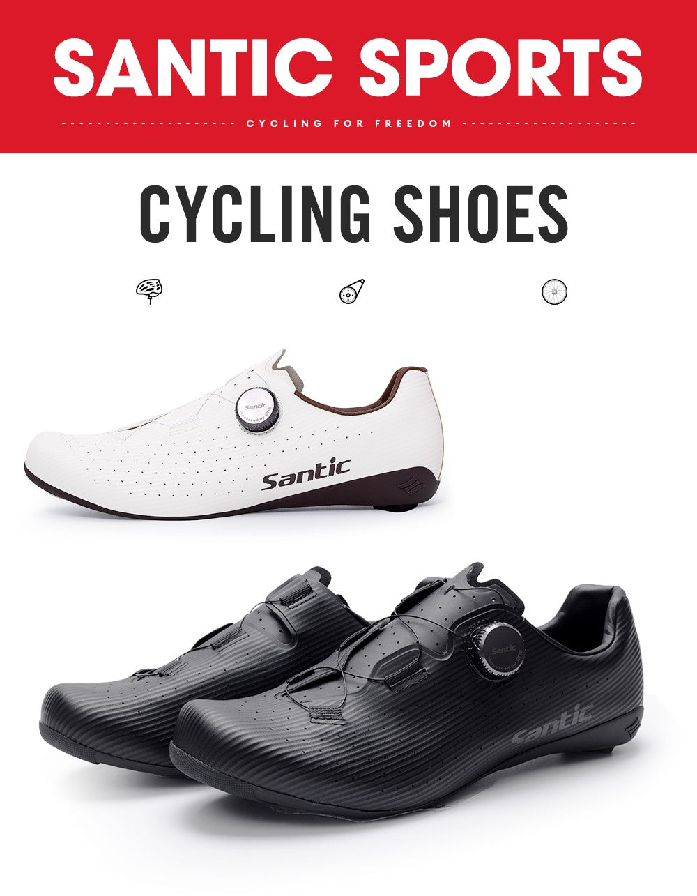 Santic Carbon Fiber Road Bike Shoes Professional Cycling for Men Racing SPD Cleats Road Cycling Lock Shoes WZS24043