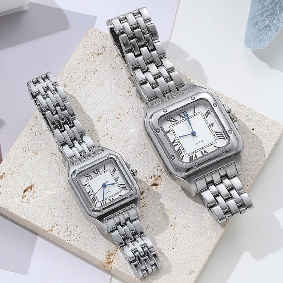 Light-luxury Ladies Watches Business Women Watch High-end Fashionable Roman scale Steel Strip Quartz Wristwatch for Couple man