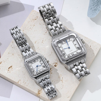 Light-luxury Ladies Watches Business Women Watch High-end Fashionable Roman scale Steel Strip Quartz Wristwatch for Couple man