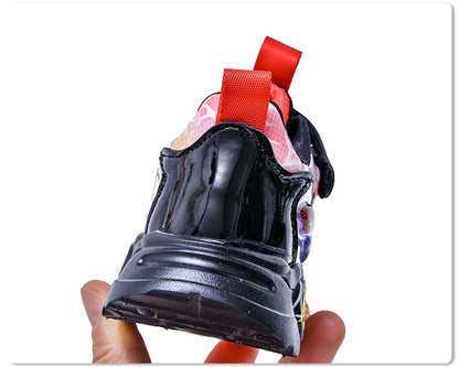 Boys Spiderman Sneakers Disney LED Children's Sport Shoes Fashion Anti-slip Kids Outdoor Shoes Student Design Pu Leather Shoes