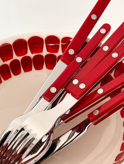 Conjuntos de Talheres de Design Moderno Espelhamento Superior Aço Inoxidável 18/8(304) Cabo ABS com Rebites Jogo de Talheres para Cozinha