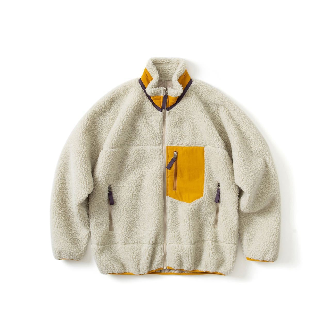 Pata Outdoor Windproof Hiking Fleece Jacket Imitation Lamb Wool Stand Collar Zipper Fleece Jacket Polar Fleece Warm Couple Coat