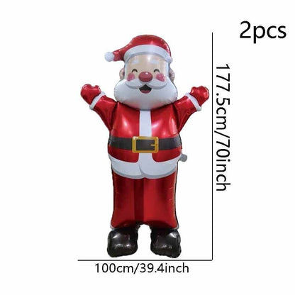 1/2pc 70-inch Standing 3D Waving Santa Claus Aluminum Foil Balloon Christmas Mall Atmosphere Decoration Indoor Theme Decor