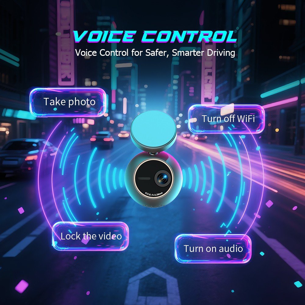 Dash Cam KAWA MINI ORB Tiny Video Recorder 2K Car DVR,Voice Control Car Camera,360° Rotate,180° Video Flip AUTO Dash Camera