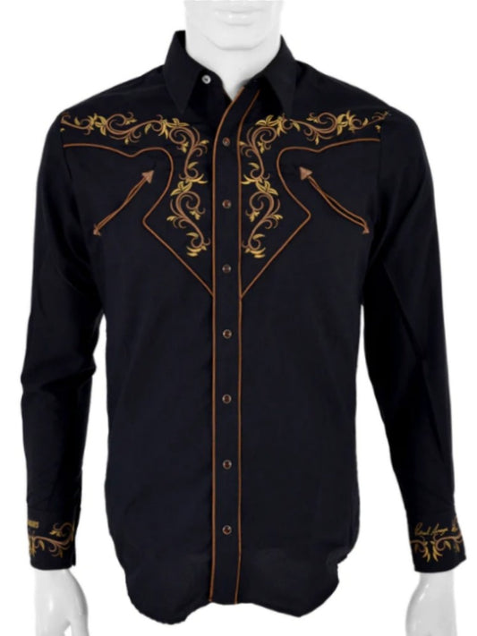Men's Fashion Print Shirt Western Cowboy Style Long Sleeve Lapel Collar Single Breasted Shirt Casual Shirt Top