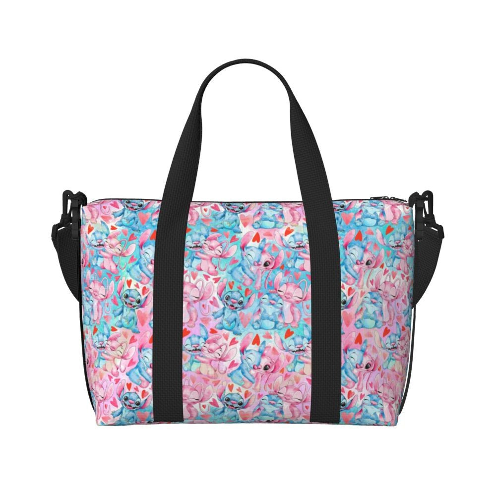 Custom Large SLilo And Stitch Cartoon Tote Bag Women Anime Shopping Shoulder Beach Gym Travel Bag