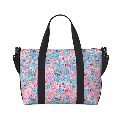 Custom Large SLilo And Stitch Cartoon Tote Bag Women Anime Shopping Shoulder Beach Gym Travel Bag