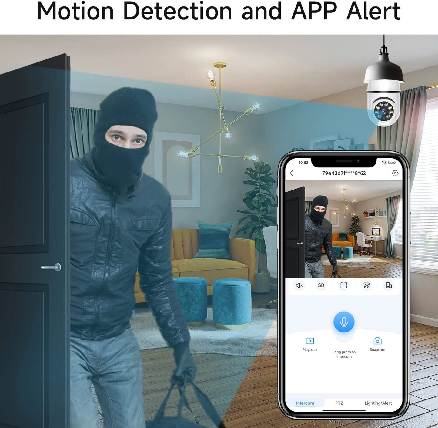 Wireless Bulb Camera Wifi E27 Bulb Camera 360 degree WiFi Security Camera Full-color High-definition Night Vision