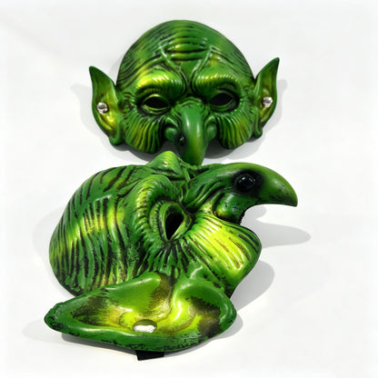 Halloween Half Face Cosplay Mask Soft Skin-Friendly Silicone Vintage Green Party Mask for Medieval Fantasy Costume Prop