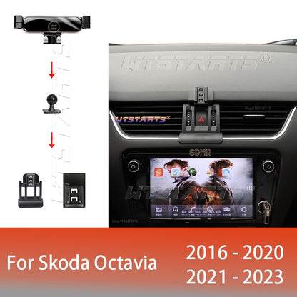 Para Skoda Octavia/PRO 2016-2023 Suporte de Celular Ajustável para Carro Suporte Móvel Gravidade GPS Rotativo Acessórios de Navegação