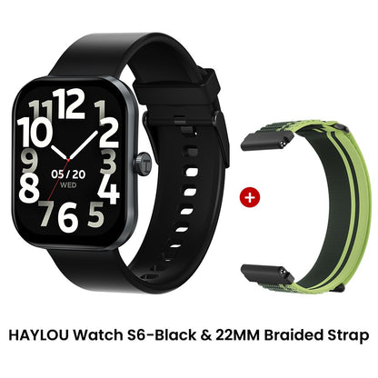Smartwatch HAYLOU Watch S6 Tela HD de 2,01" Smartwatch Chamadas de Voz Bluetooth Monitoramento Fitness à Prova D'Água IP68
