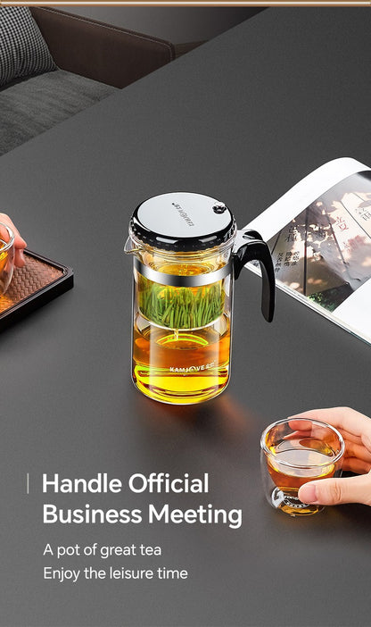 KAMJOVE Tea Pot for Infusions One-touch Tea Filtering Heat-resistant Glass Tea Cup 200/300/500/1000/1200ML Tea Brewing Kettle