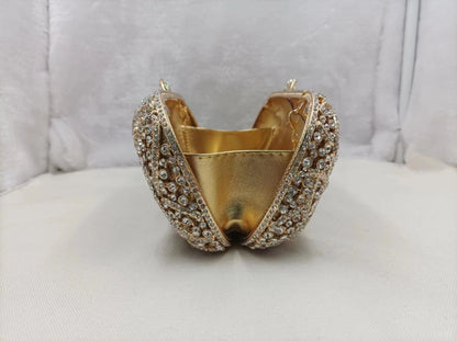 XIYUAN Women Burgundy Stones Evening Bags Crystal Clutch Wedding Party Rhinestone Handbags Bridal Floral Minaudiere Purses Green