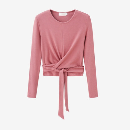 AS 2025 summer ribbing closed-fit wrap tops + Aline dress high Stretch matching