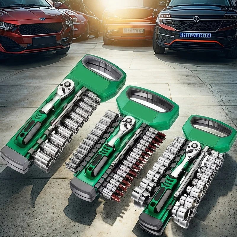 Jogo de Chaves com Cabo Catraca, 1/4", Ferramentas de Reparo Catraca 3/8", Ferramentas Manuais de Reparo Automotivo, Chave Catraca de 72 Dentes
