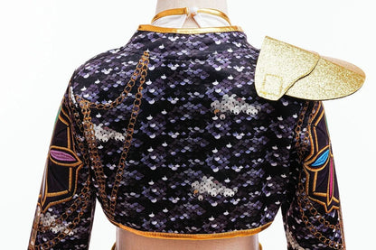 Girls Black?Gold 3D Printed Jacket Shorts Cosplay Set Kids Outfit for Stage Show Birthday Party Halloween Carnival Dress?Up
