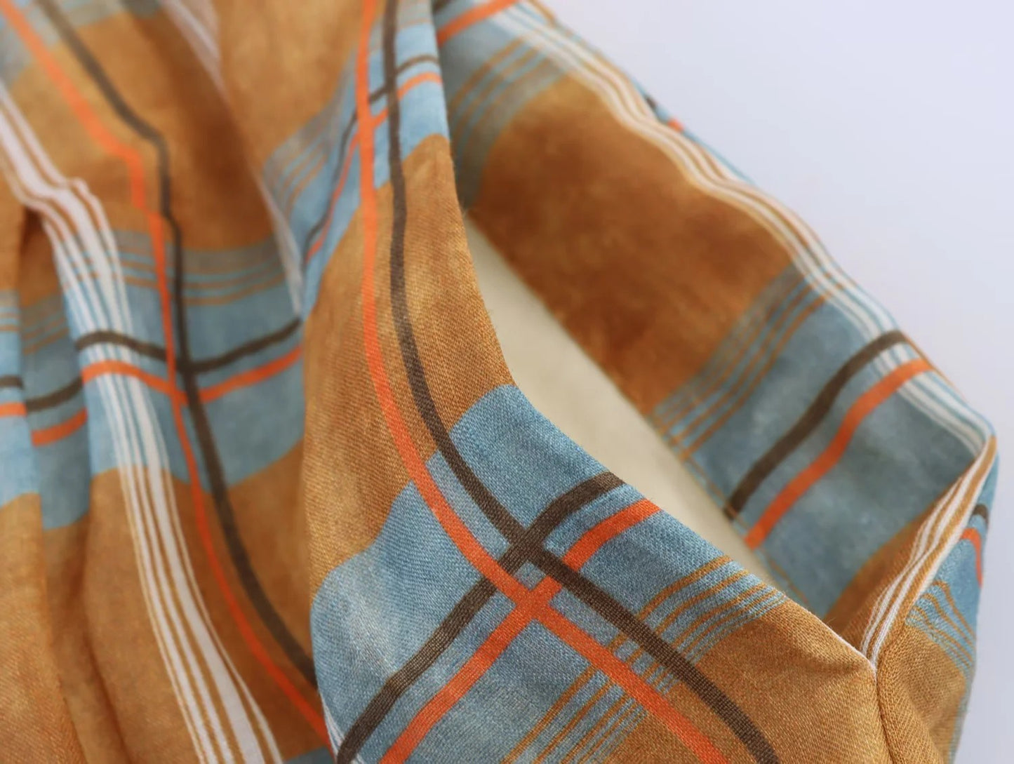 Women's 2025 Autumn Fashion Versatile Ramie Bloomers Plaid Printed Loose Pants Female High-Waist Drawstring Casual Trousers