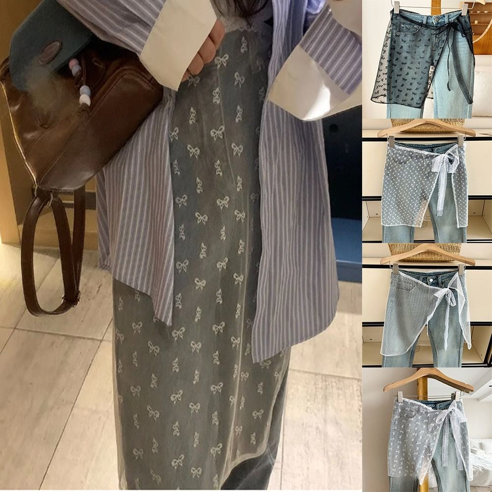 Fashion Lace Lace Layered Gauze Skirt Korean Version Unique Floral Skirt Lace Up