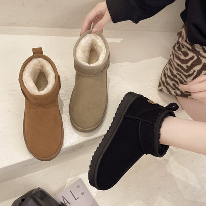 Snow Boots Women's Short Tube Thickened Cotton Shoes Non-slip Winter New Shoes Student Women's Shoes 2023 Black Boots