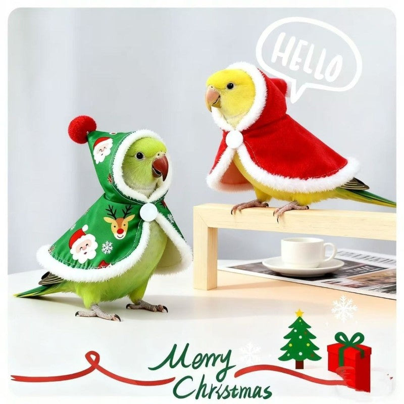 Calopsita Roupas de Natal Espessa e Quente Capa para Pássaros Capa de Natal à Prova de Vento Suprimentos para Papagaios Produtos para Animais de Estimação ????? 1pcs