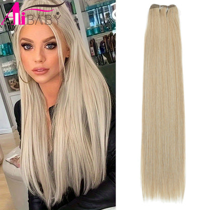 Alibaby Extensões de Cabelo Liso Ombré Tecelagem 26 Polegadas Cabelo Sintético Liso Longo Pacotes Cheios até as Pontas 150g