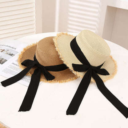 Summer Sun Protection Straw Hat Parent-Child Mother Daughter Outdoor Wide Brim Lace Woven Beach Sun Hat for Adult and Baby