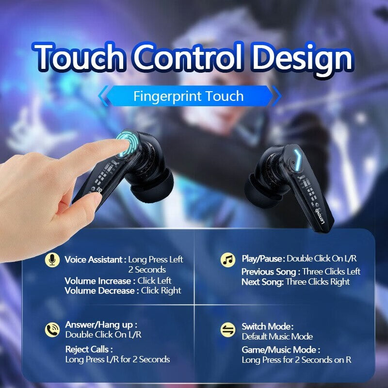 Lenovo GM2 Pro TWS Wireless HIFI Stereo Headset Low Latency Headphones Gaming Music Dual Mode Earbuds Music Sport Headset