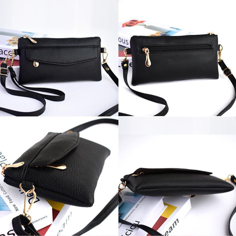 Portable Wallet PU Leather Hangbag Female Long Clutch Purses Coin Pocket Ladies Single Shoulder Crossbody Bag Money Bag