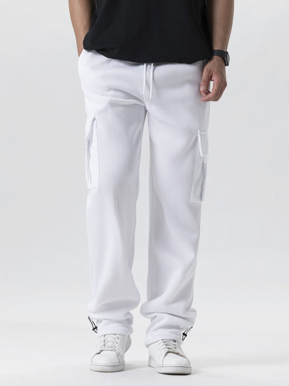 Mens Sweatpants Straight Fit Joggers for Sports and Streetwear Loose Oversized Drawstring Long Pants Men Multi-pocket Pants