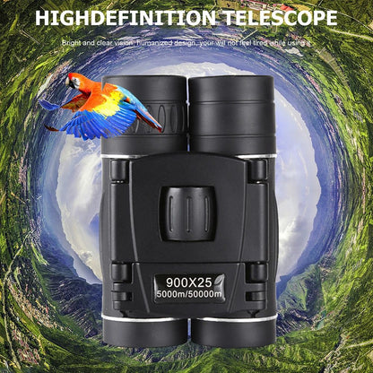 900x25 HD Zoom Binóculo Portátil Potente de Longo Alcance BAK4 Telescópio Binóculos Dobráveis para Baixa Luminosidade para Caça e Acampamento