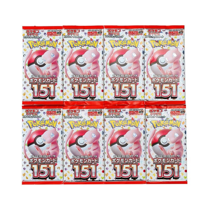 140un/Caixa Anime Pokémon Estampas Ilustradas Escarlate e Violeta 151 Japão SV2a Versão Clássicos TCG Caixa de Booster de Expansão Presentes de Cartas Colecionáveis