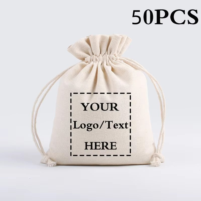 10/20pcs LOGO Personalizado Saco de Algodão com Cordão Anti-Poeira para Armazenamento, Festa, Eid, Páscoa, Embalagem de Presentes de Natal