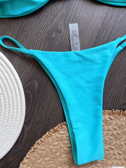 Para Praia 2025 Sexy Push Up Bikini Women Swimwear Metal Starfish Bandeau Thong Bikini Brazilian Swimsuit Female Bathing Suit