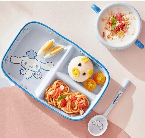 Children'S Breakfast Ceramic Dinnerware Set With Dividers Aesthetic Meal Plate And Bowl For Home Kitchen Dining Bar