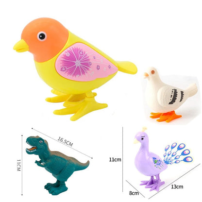 Funny Wind-Up Toys - Jumping Magpie Peacock Pigeon Dinosaur Creative Winding Puzzle Gifts for Toddlers Kids & Babies