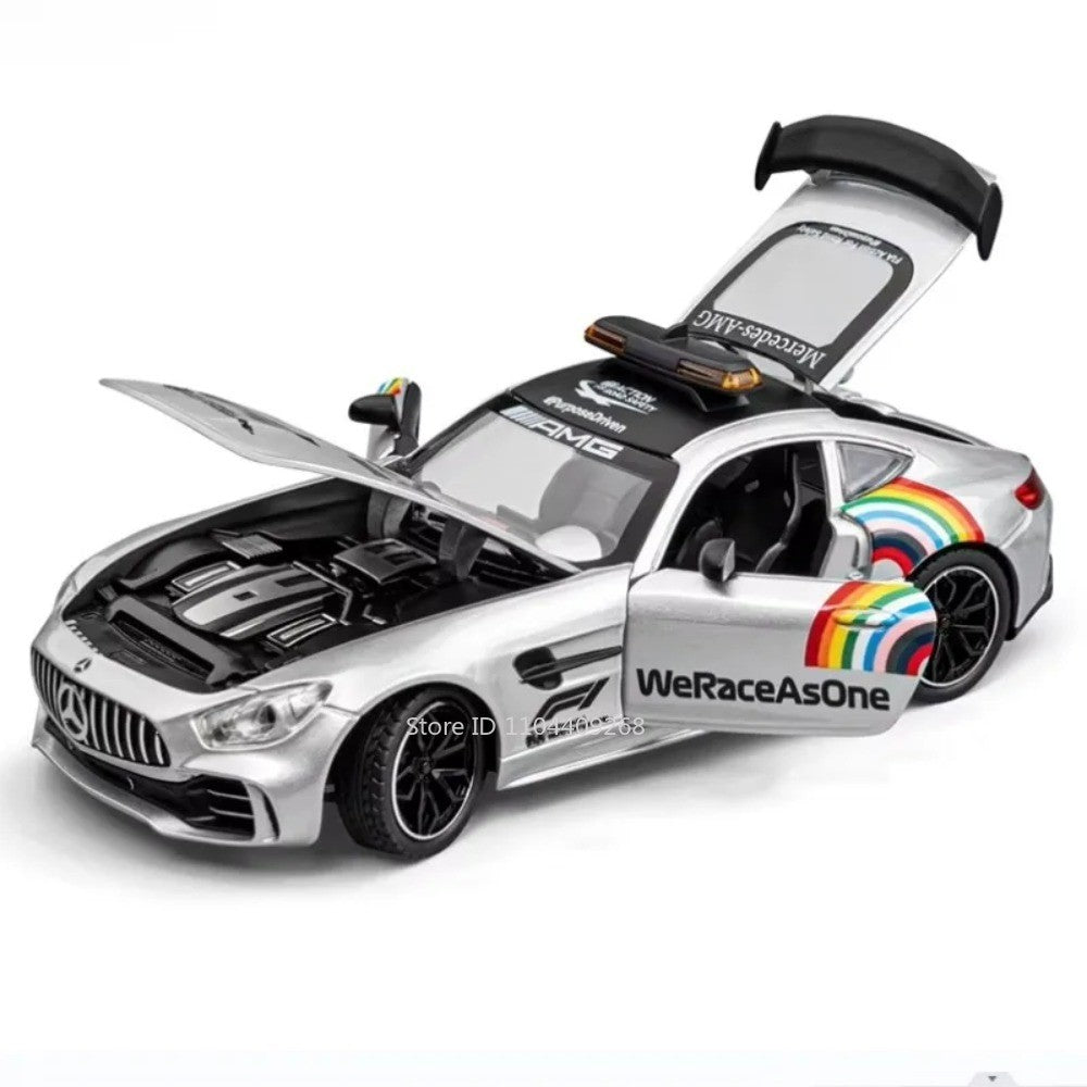 1:24 GTR F1 Segurança 300SL Carro Esportivo Modelo Brinquedo Liga Fundido Som Luz Amortecedor Modelos de Veículos em Miniatura Coleção Presente